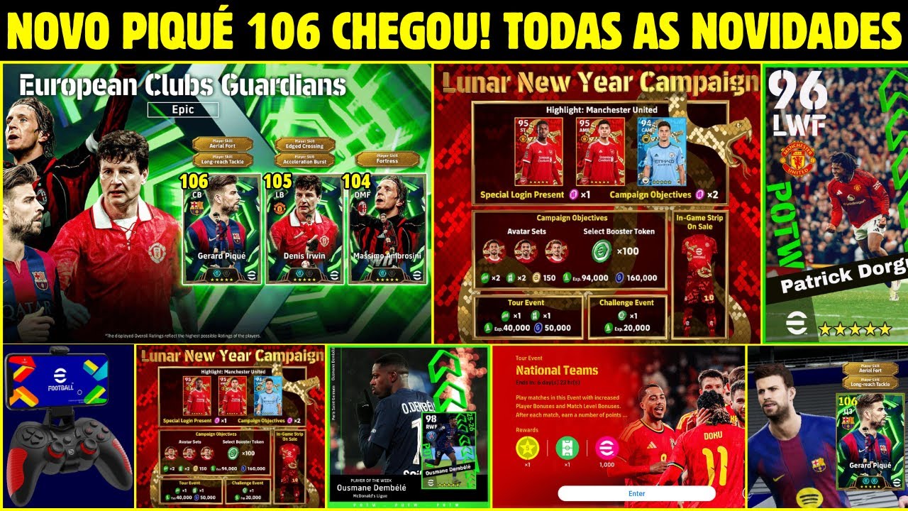 🚨 Pique 106 CHEGOU! FIM DO ELO DO TESOURO 😱 NOVA CAMPANHA, NOVOS POTW, Novidades Efootball 2026