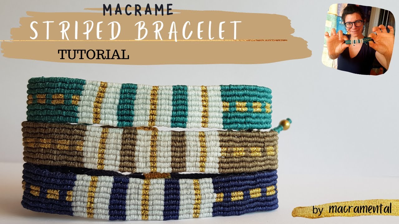 DIY striped macrame bracelet tutorial | step by step macrame easy pattern | μακραμε βραχιολια σχεδια