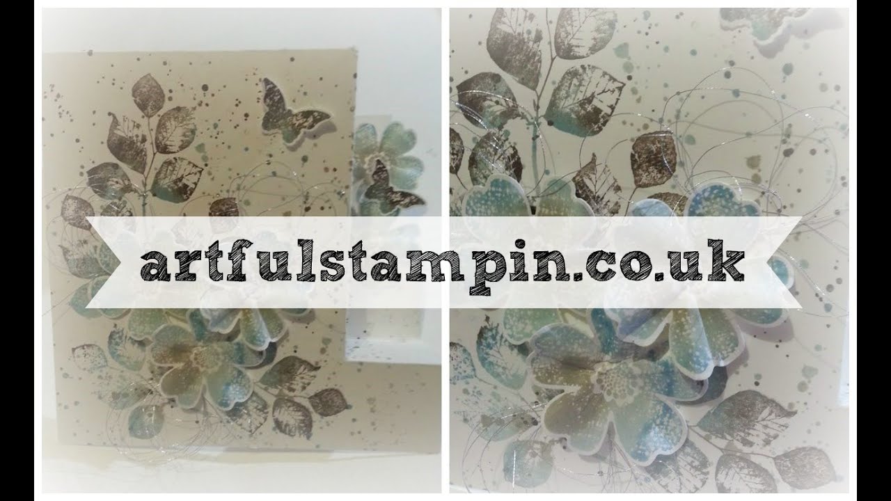 Stepped floral card with Babywipe technique #onesheetwonder #artfulstampin #gorgeousgrunge