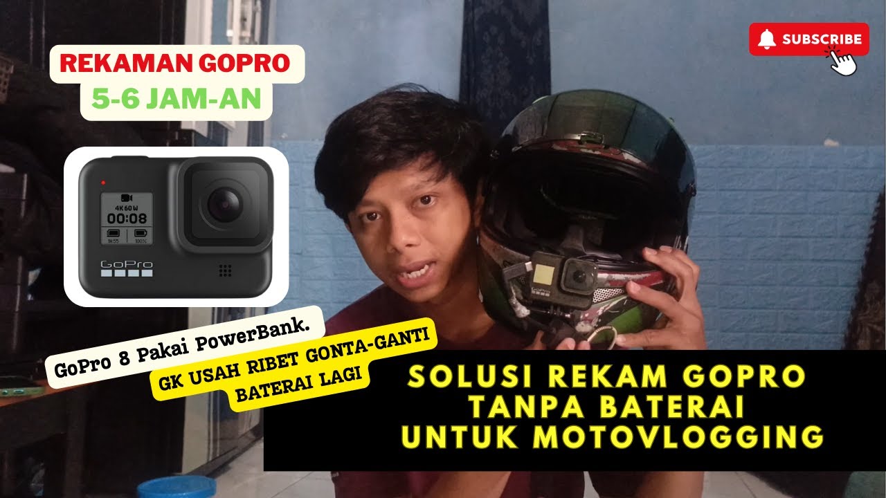Solusi Perekaman GoPro 8 Tanpa Baterai untuk Motovlog | Merekam GoPro Pakai PowerBank Durasi Panjang