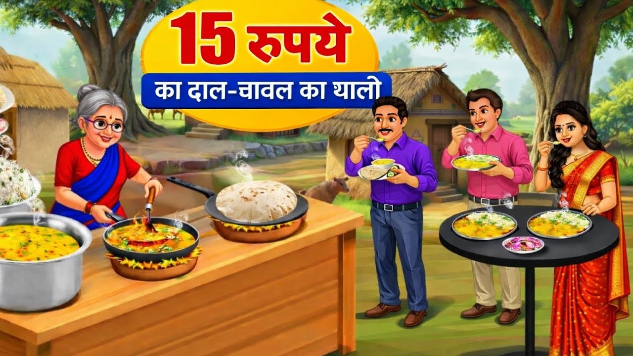 15 रूपीस थाली का दाल चामल/15 Rupees Pallet Dall Choual pulow/Hindi Kahani/Hindi Morales Story Cartoo