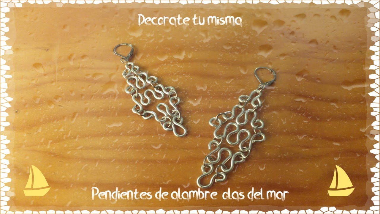 Aretes olas del mar. Sea waves wire earrings. Pendientes de alambre.