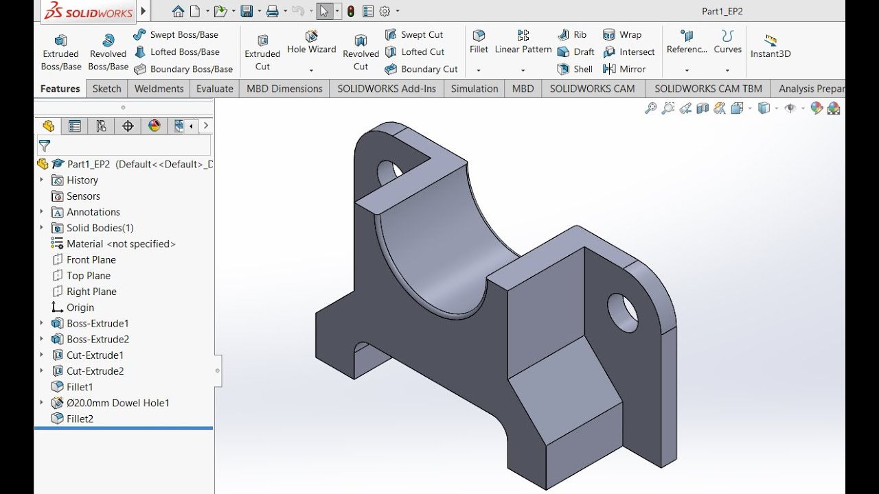 #EP.2 การสร้างชิ้นส่วนอย่างง่าย ด้วย Solidworks2019
