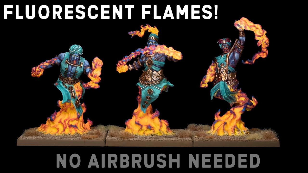 Playing with Fire: How to Paint Conquest Flamecasters' Flames with Fluorescent Spray, Sponges & Ink!