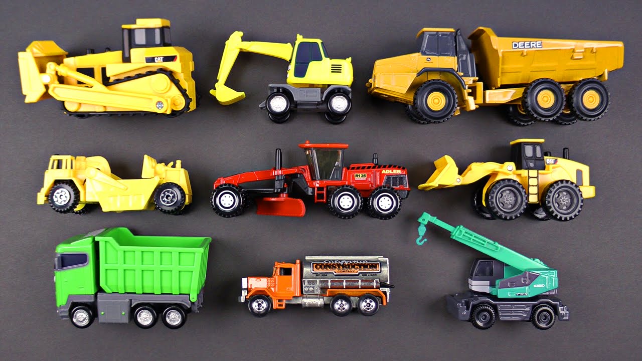 Learning Construction Vehicles for Kids - Construction Equipment Hot Wheels Matchbox Tomica トミカ Tayo