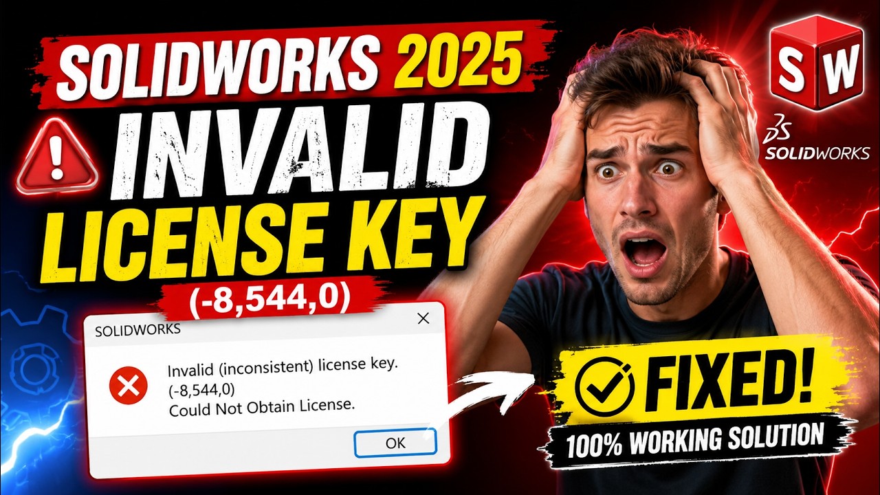 Invalid (inconsistent) license key. (-8,544,0) | Could Not Obtain License in SolidWorks 2025