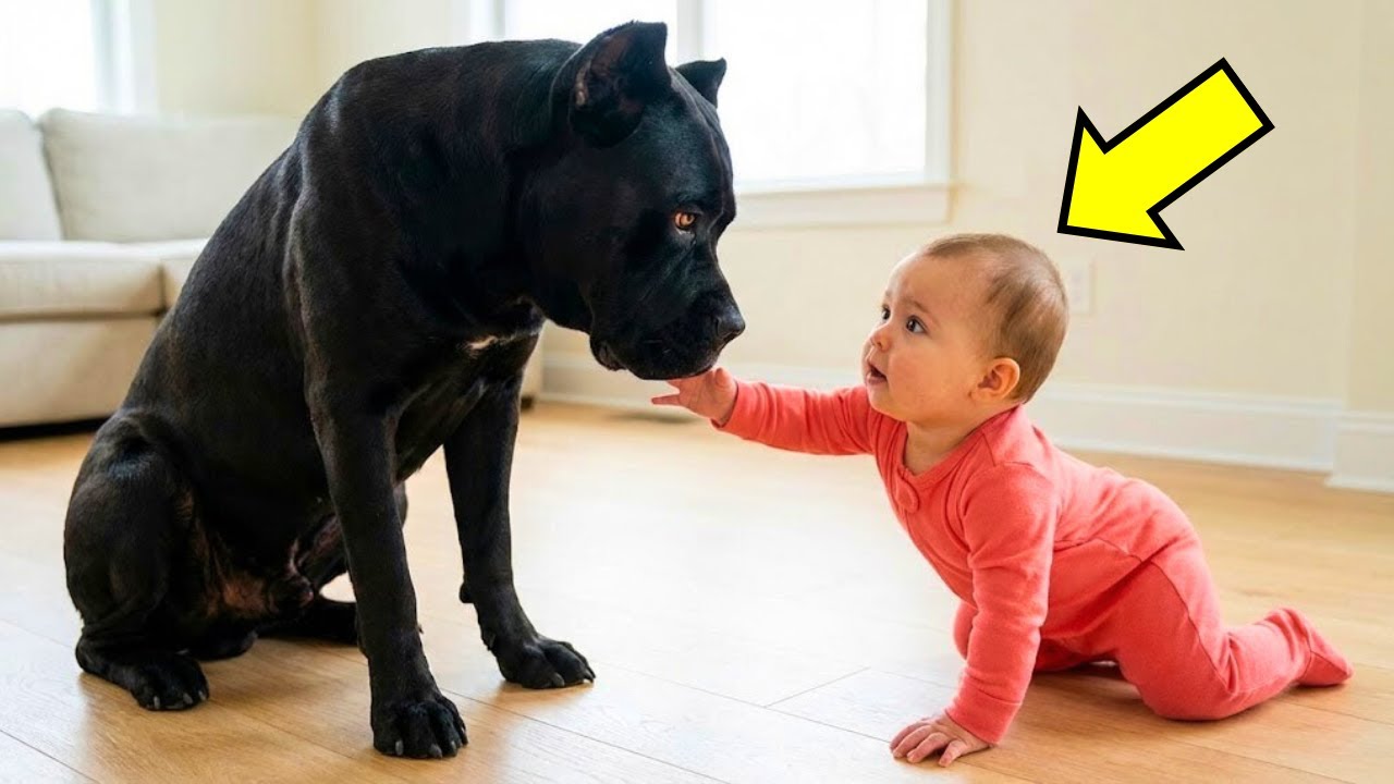 Baby Tried To Hug The Cane Corso, But The Dog's Reaction Was Unexpected!!