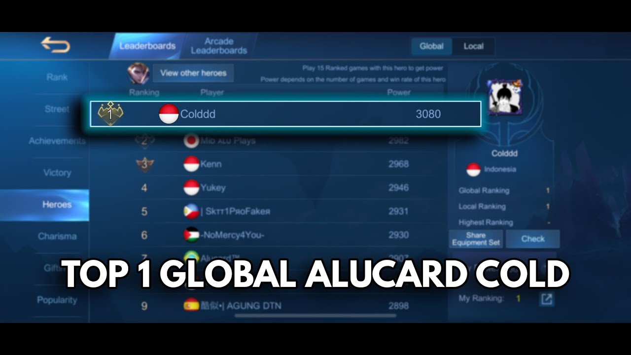 GAMEPLAY COLD TOP GLOBAL 1 ALUCARD [FULL REPLAY GAMEPLAY]
