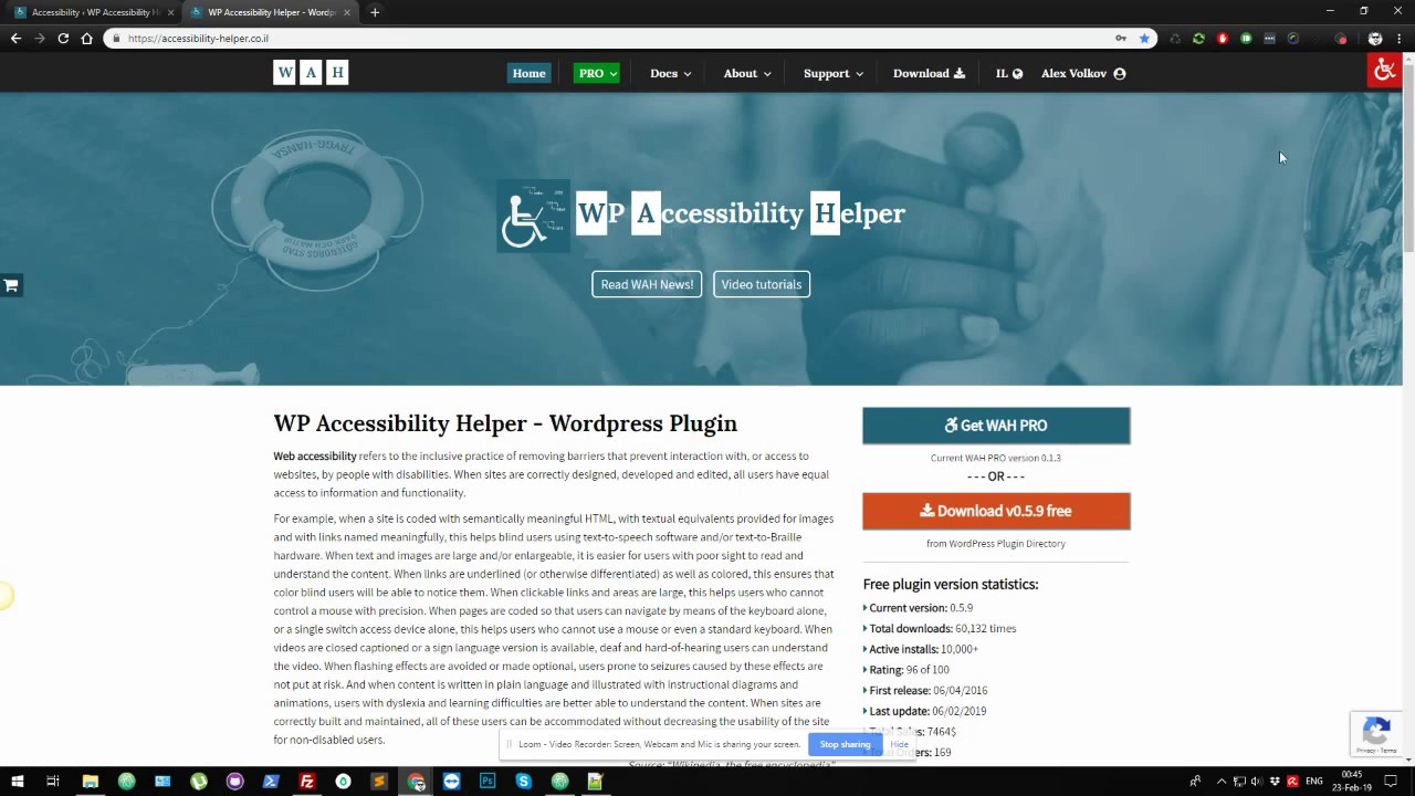WP Accessibility Helper PRO - bottom layout + monochrome mode