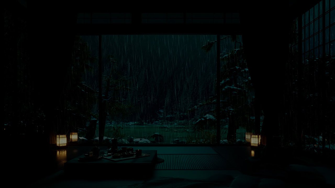 Dark Screen Rain Sounds for Sleeping 🌑 3 Hours of Japanese Zen Ambiance for Insomnia Relief