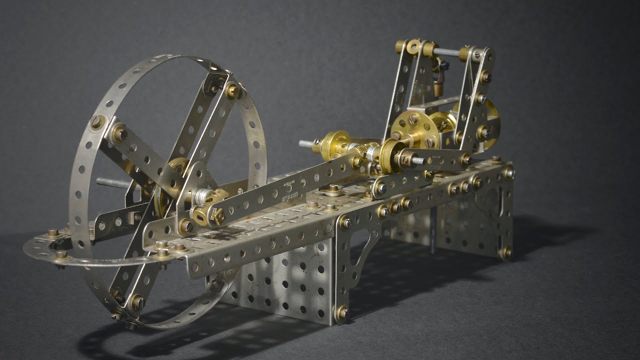 Meccano Direct acting steam engine, a no. 4 outfit model