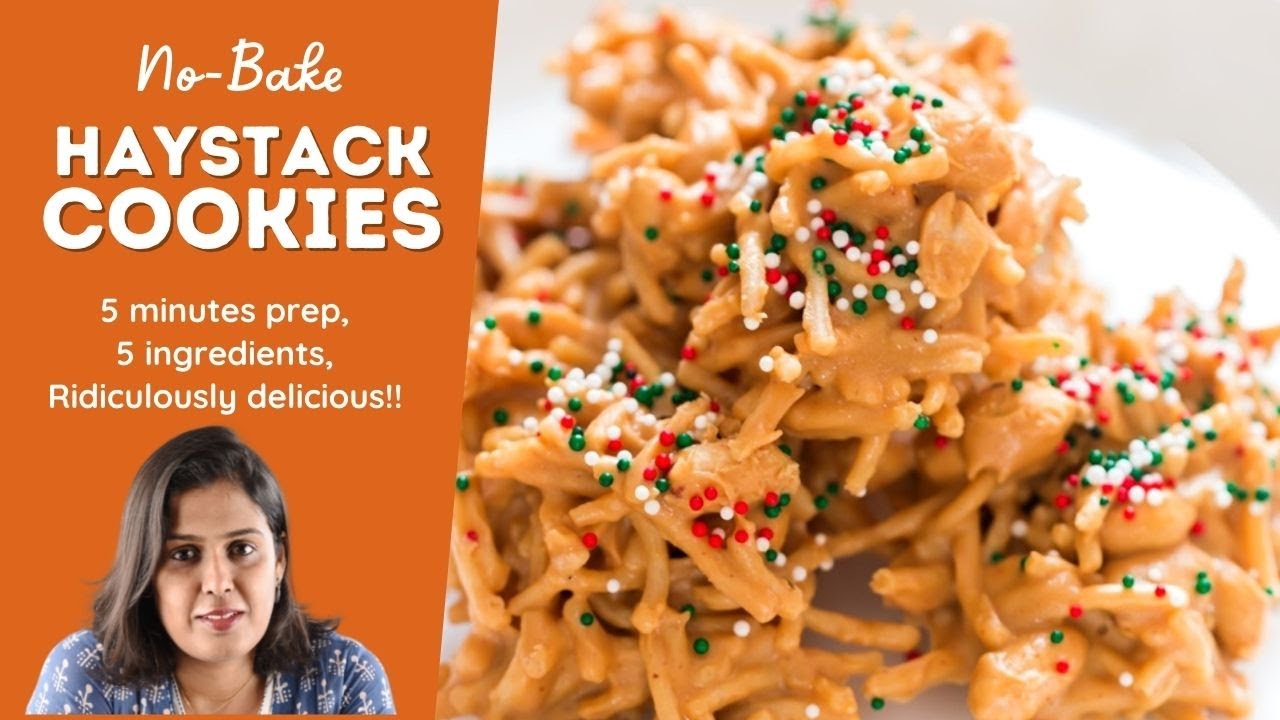 HAYSTACK COOKIES no-bake CRUNCHY cookies with chow mein noodles coated in butterscotch peanut butter
