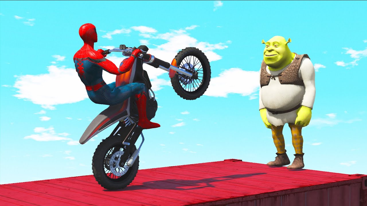 GTA 5 Water Ragdolls Spiderman vs Shrek Jumps/Fails (Euphoria Physics Funny Moments)