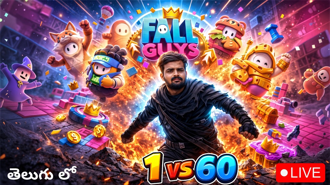 1 vs 60 Players Madness 😱 | Fall Guys Telugu Funny Moments  #pobgoplayz