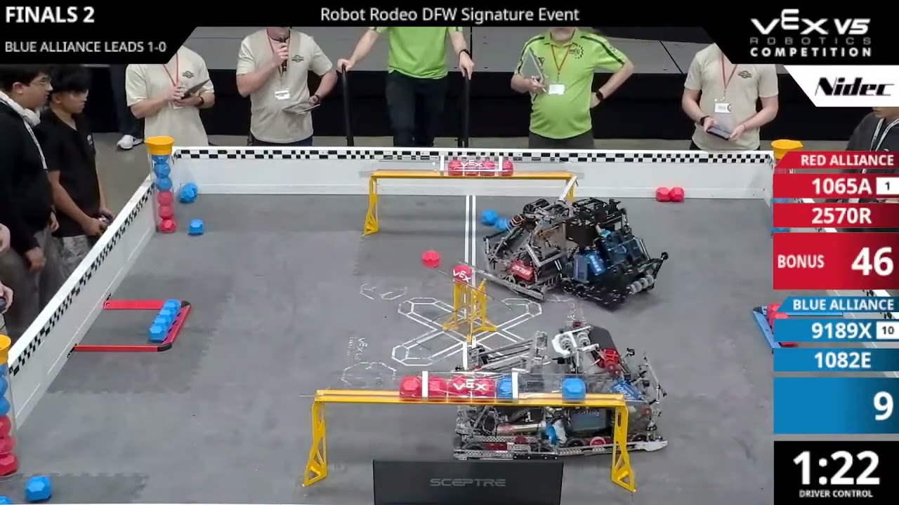 Robot Rodeo DFW : Division 1 - Final #1-2 - 1065A & 2570R vs 9189X & 1082E - Auton + Driver