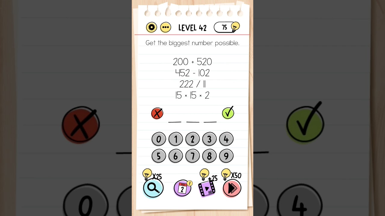 Level 42 / Brain test /Get the biggest number possible.