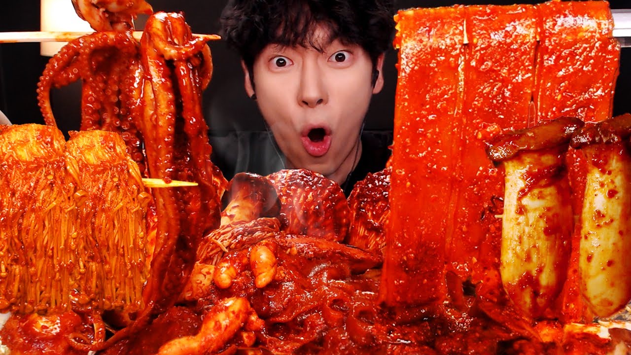 ASMR SPICY SEAFOOD 매운 해물찜 먹방 *중국당면, 낙지, 팽이버섯, 전복,게 MUSHROOM, OCTOPUS MUKBANG