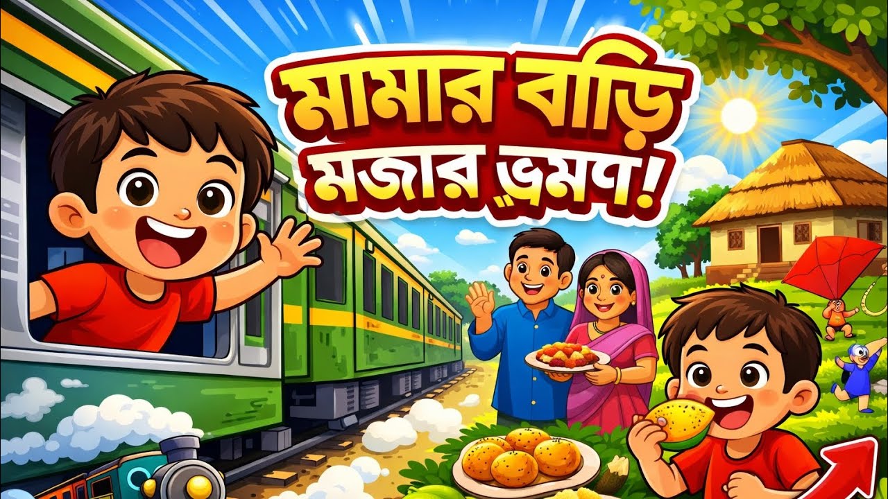 রাজুর মামার বাড়ি বেড়ানো 🚆😄#মজার কার্টুন গল্প