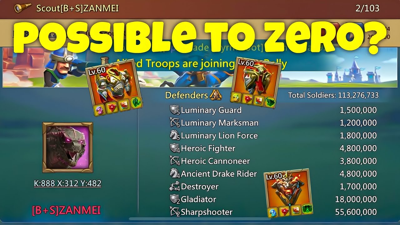 Lords Mobile - KD1, SSq, & Do0 against 110M+ troops. Can we zero it on time?