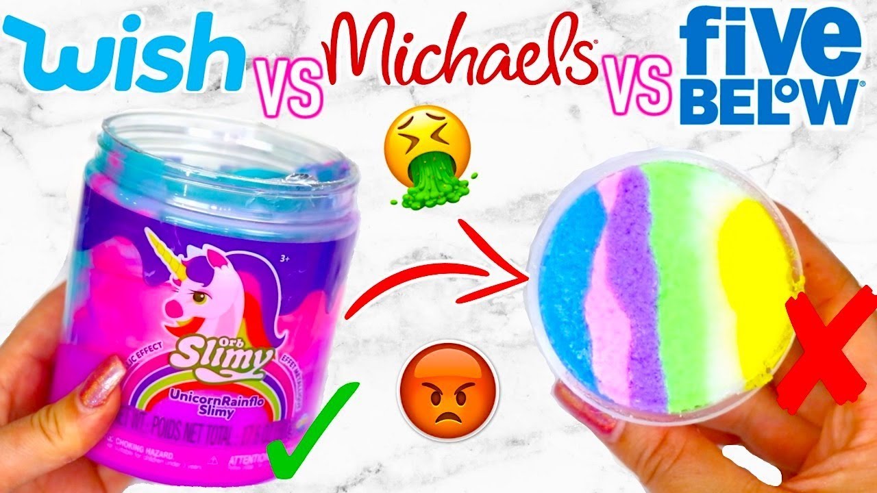 WISH SLIME VS FIVE BELOW SLIME VS MICHAELS SLIME! Which Is Worth It?!?