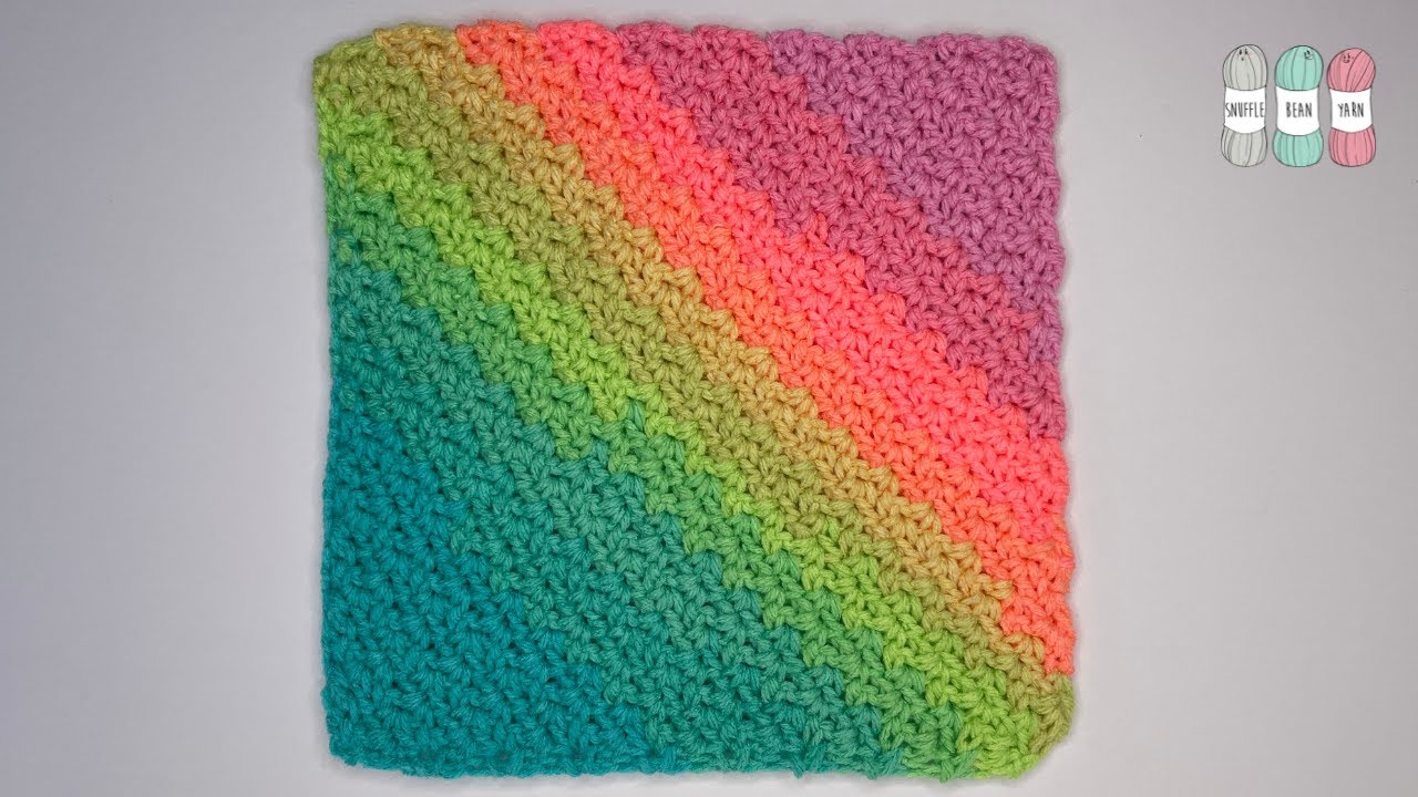 How to Crochet a Corner to Corner Wattle Stitch Square | C2C