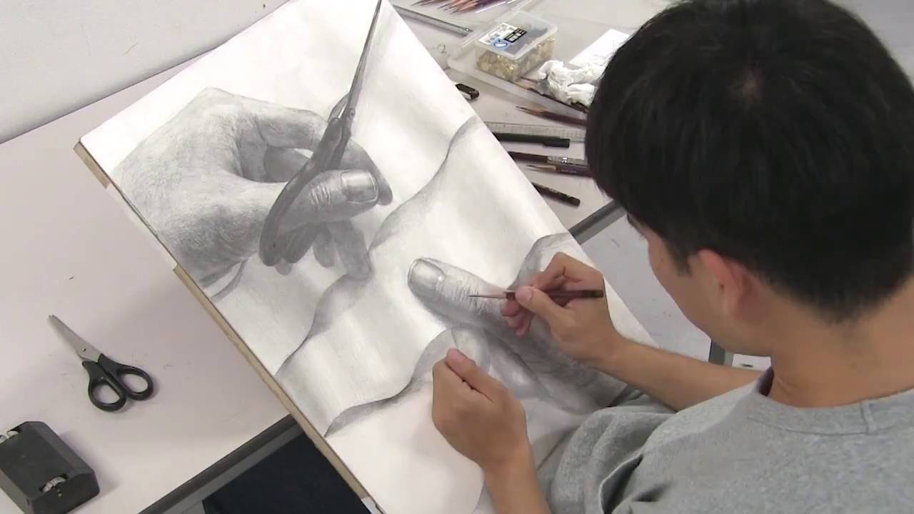 《手のデッサン／私大デザイン／5時間制作 ②》新美 制作プロセス動画シリーズ