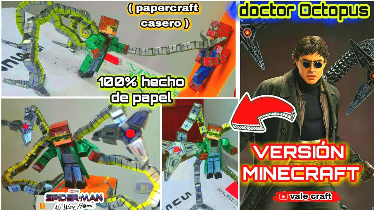 Como hacer a Doctor Octopus (Doc Ock) con tentáculos minecraft  hecho de papel movible #papercraft
