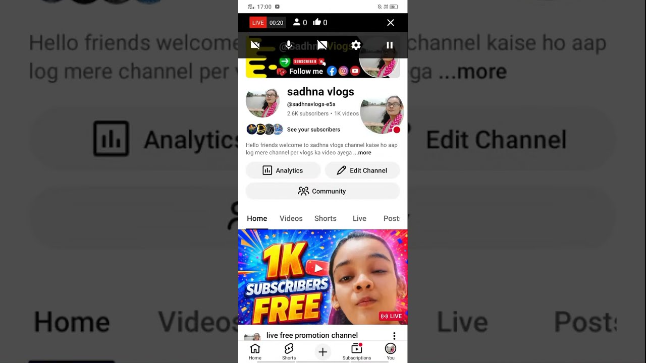 live free promotion channel chacking 1k subscriber free channel growth channel analysis