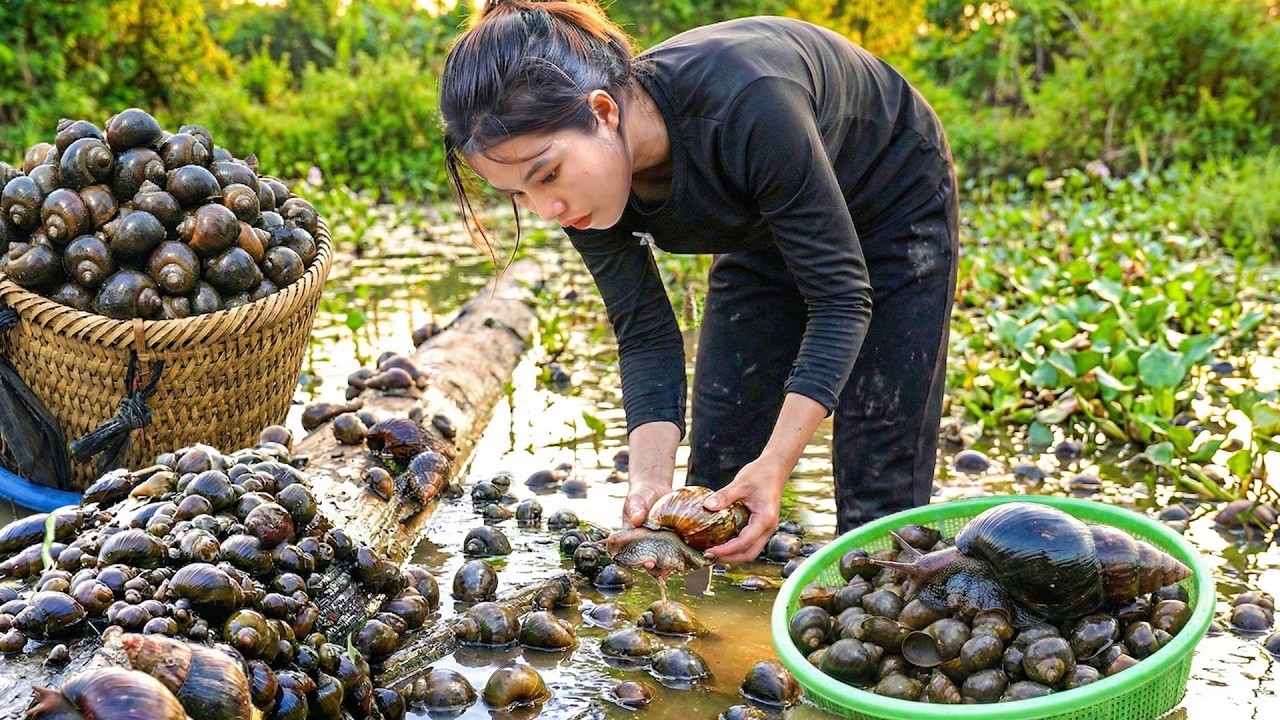 Harvesting Mud Snails with My Daughter and Son&ndash;Selling at the Market and Giving My Kids a Warm Bath