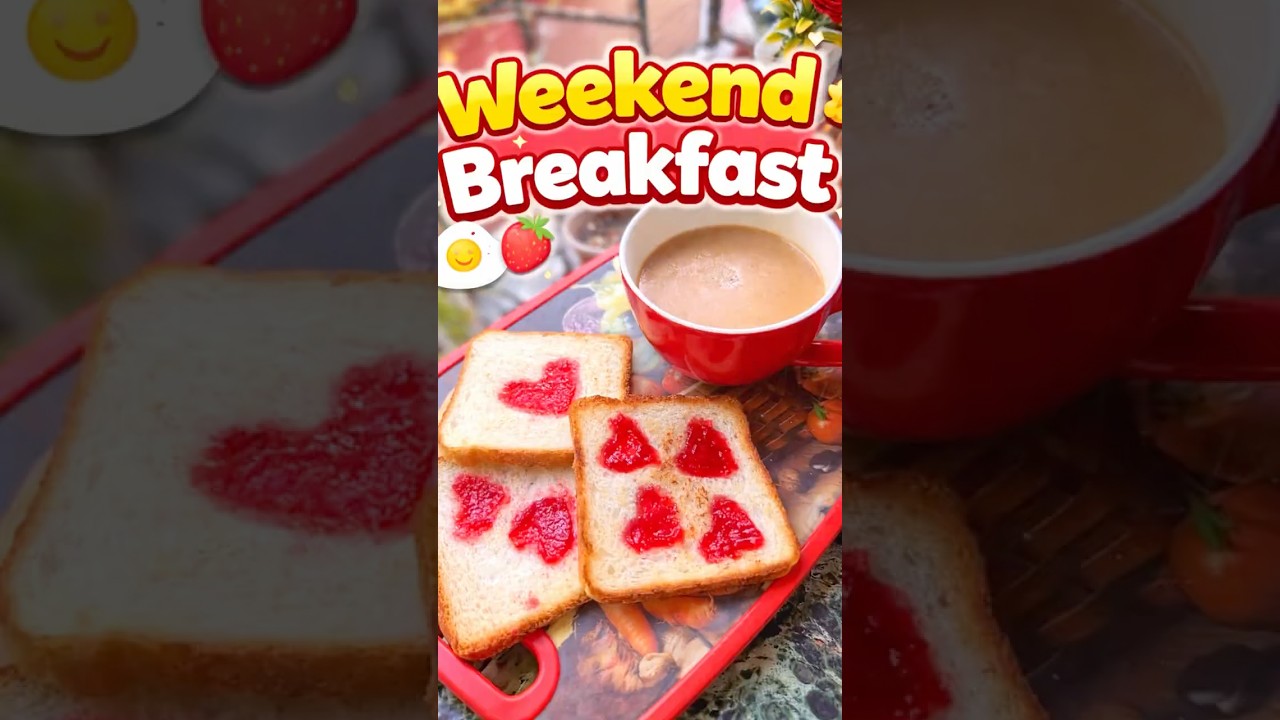 Heart-Shaped Bread Jam Breakfast ❤️🍞 
