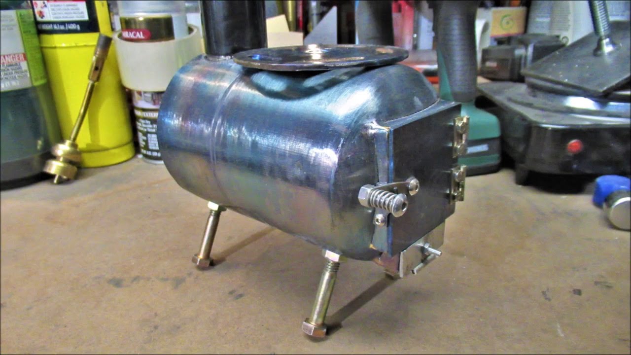 BURN TEST Mini Wood  Stove made from 1 ib.Propane Tank