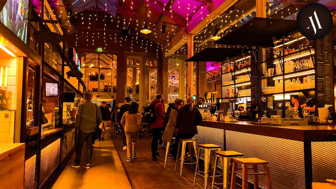 Walking Through a Trendy Foodmarket in Amsterdam, 4K