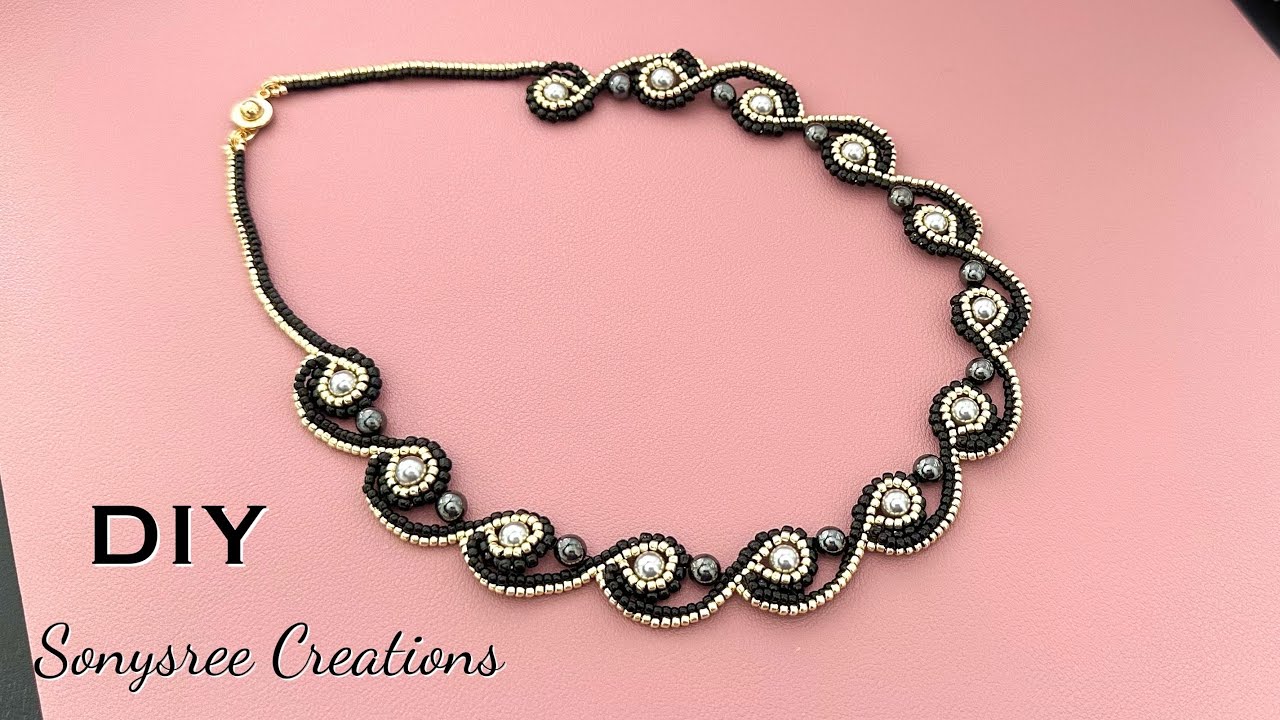 Lovesome necklace || DIY Beaded Necklace || Herringbone Stitch Necklace
