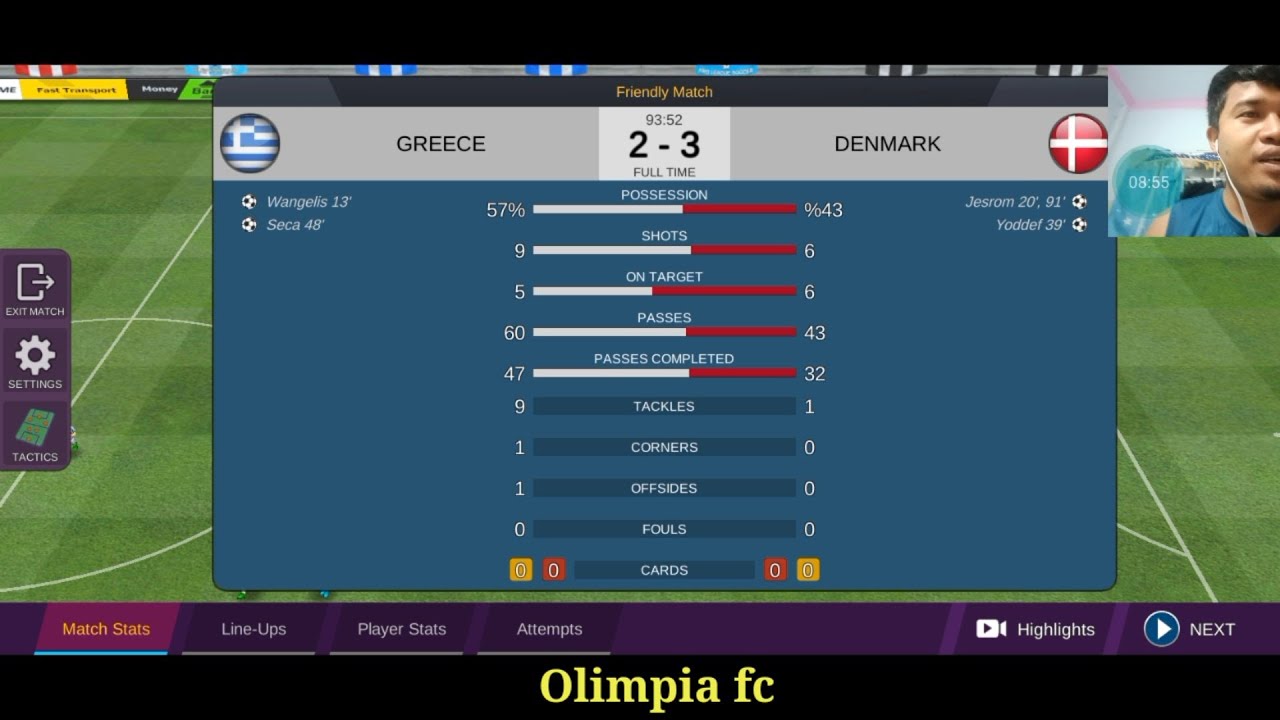 Pls22 Greece with Denmark (2-3)  Pro League Soccer 2022. Gameplay Android. Friendly Match. (Part2)