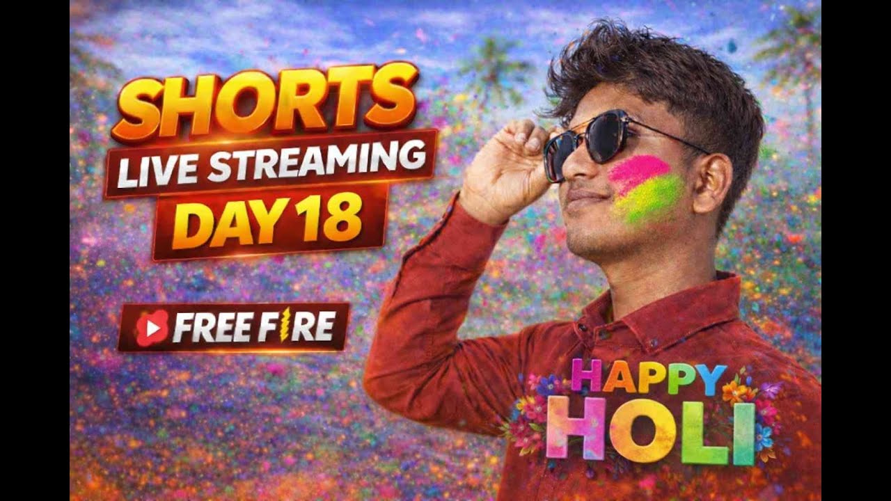 HAPPY HOLI SHORTS LIVE 😮 DAY :-18 🔥 || GARENAFREEFIREMAX #trendingshorts #viralshorts