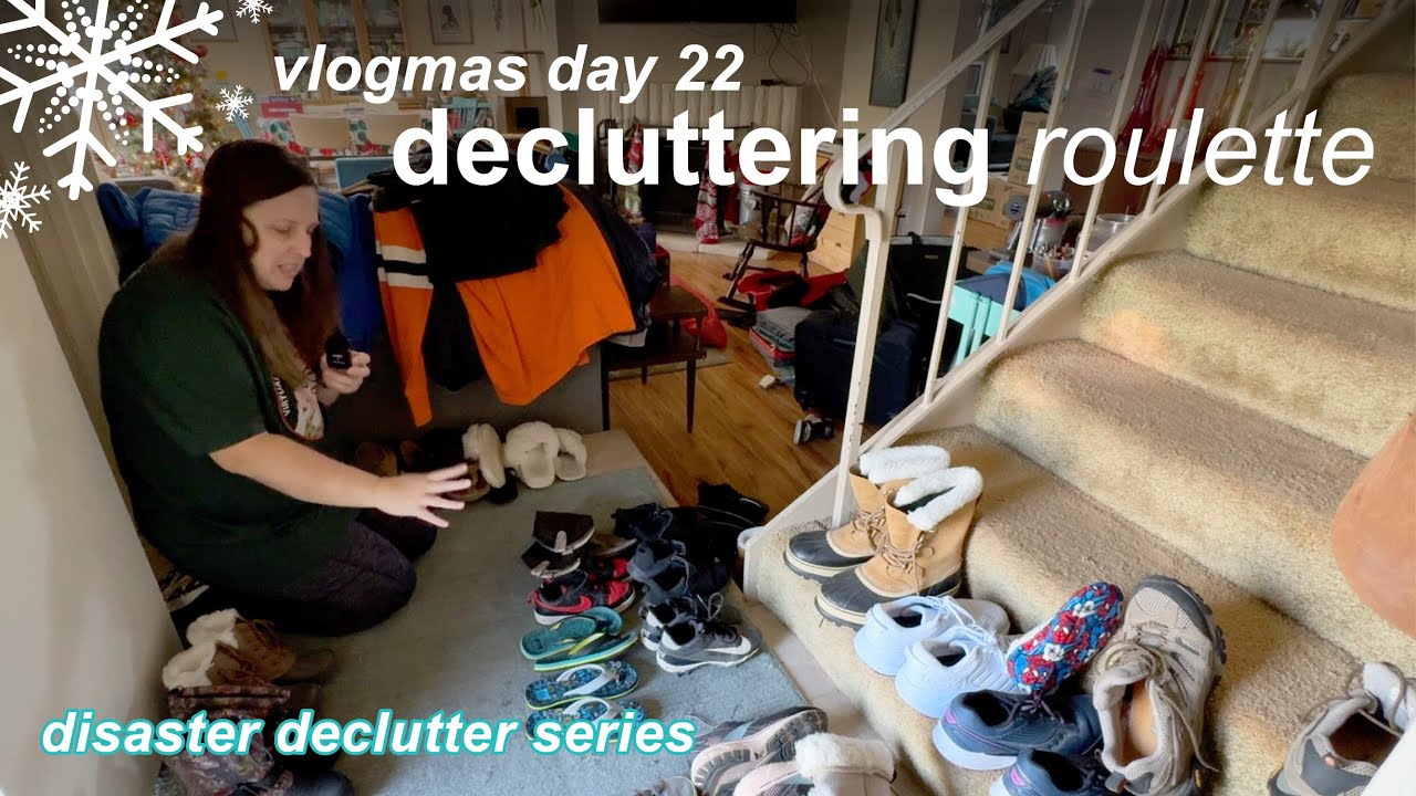 Decluttering Roulette - Entry closet, shoes, coats, and luggage | Vlogmas Day 22