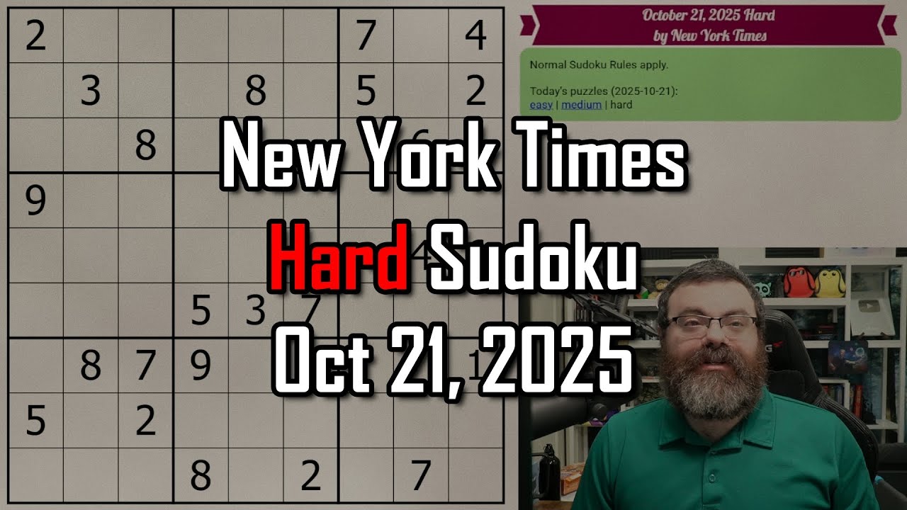 NYT Hard Sudoku Walkthrough | Oct 21, 2025