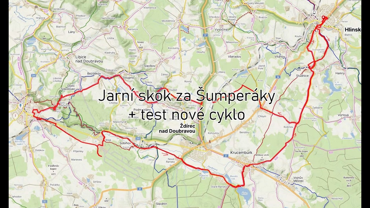 Jarní skok s Petrem za Šumperaky + test nové cyklostezky v Chotěboři / 60 km