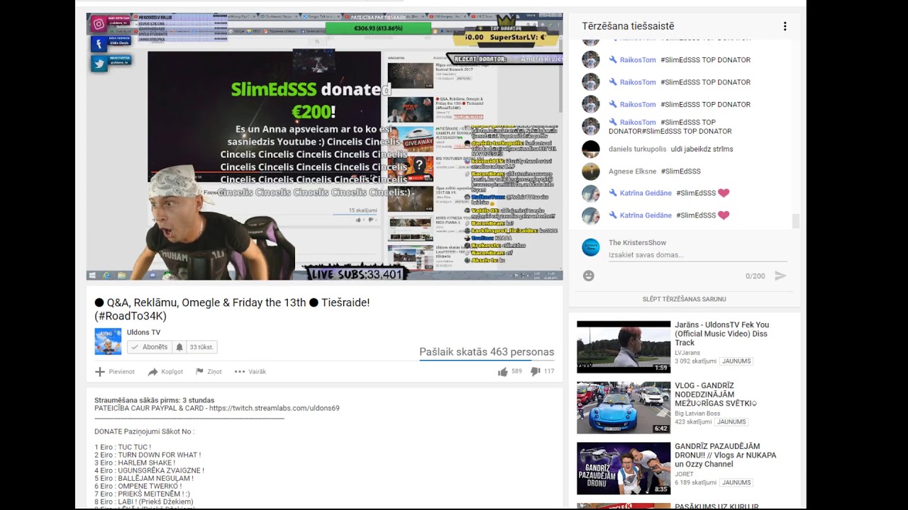 Uldons TV strīma laikā noziedo 200 EIRO!! #RipGreenScreen