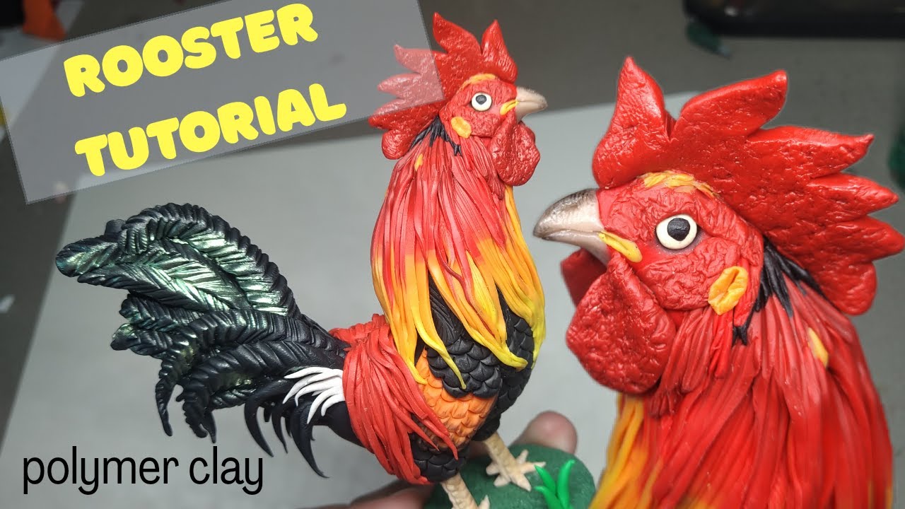 Making Chicken Cake Topper / Clay Art Tutorial / DIY Rooster Cake Topper Tutorial / Polymer Clay