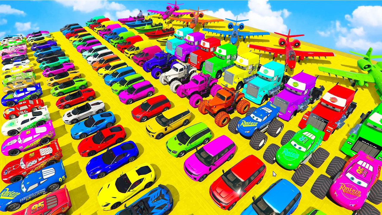 GTA V Epic New Stunt Race For Car Racing Challenge by Spider-man and Friends With Amazing Car Planes