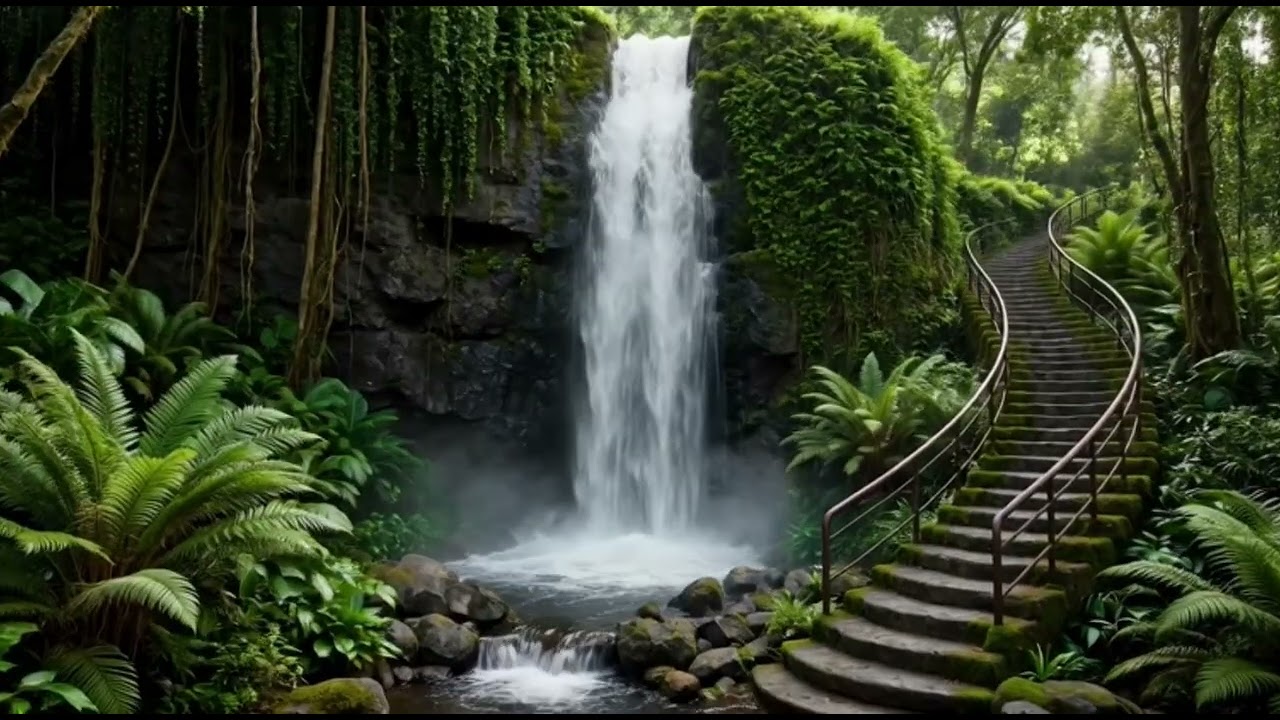 Relaxing Music Piano With Natural Waterfall #relax #relaxingmusic #relaxing #relaxingsounds  #sleep
