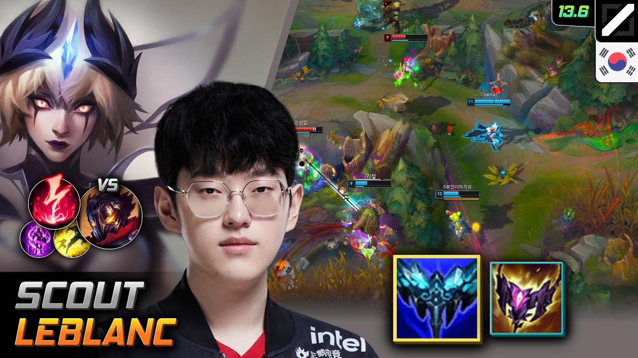 Scout Mid LeBlanc Build Everfrost Electrocute - Scout LeBlanc Match Highlight - LOL KR 13.6