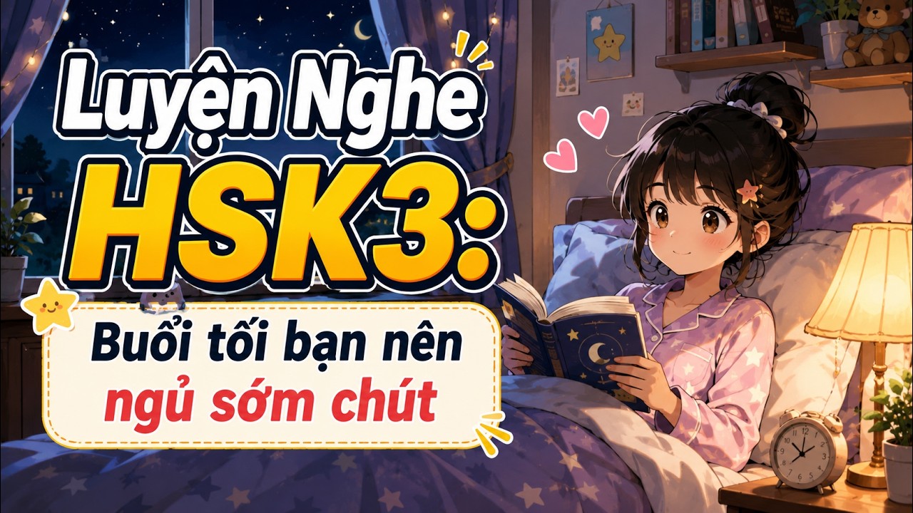 Luyện Nghe HSK3 : Tối Ngủ Sớm Chút | GT Phát Triển Khẩu Ngữ 2 - Bài 2