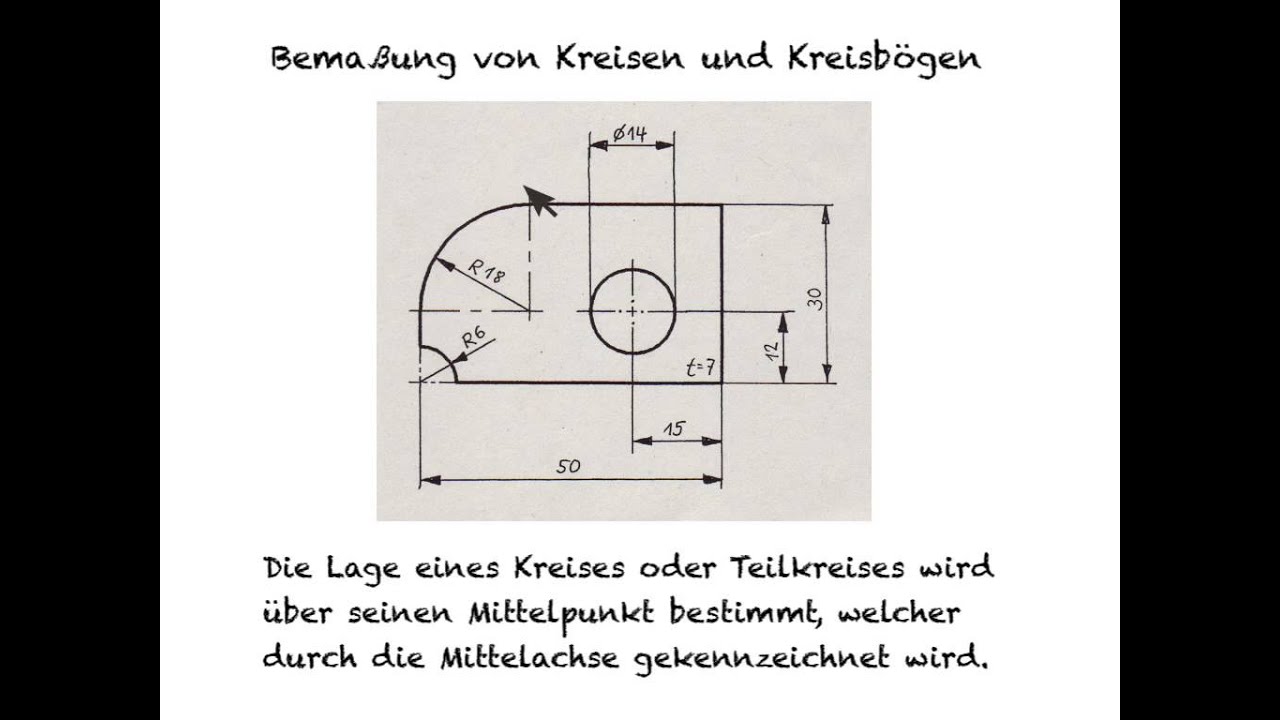 Bemaßung von Kreisen und Kreisbögen
