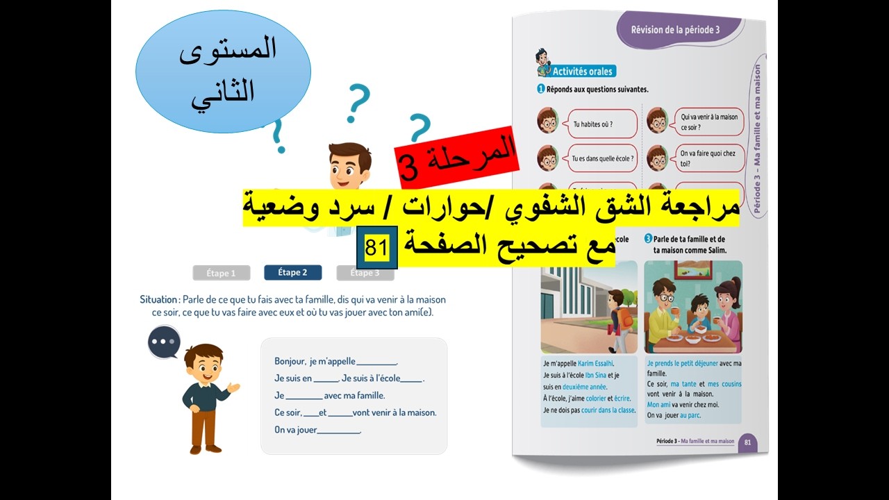 المستوى 2 مراجعة حوارات وسرد المرحلة 3  /تصحيح الصفحة 81