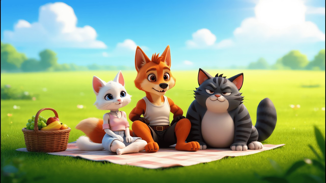 A Picnic Under the Morning Sun | A Peaceful Short Story #animation #aicat #aistory