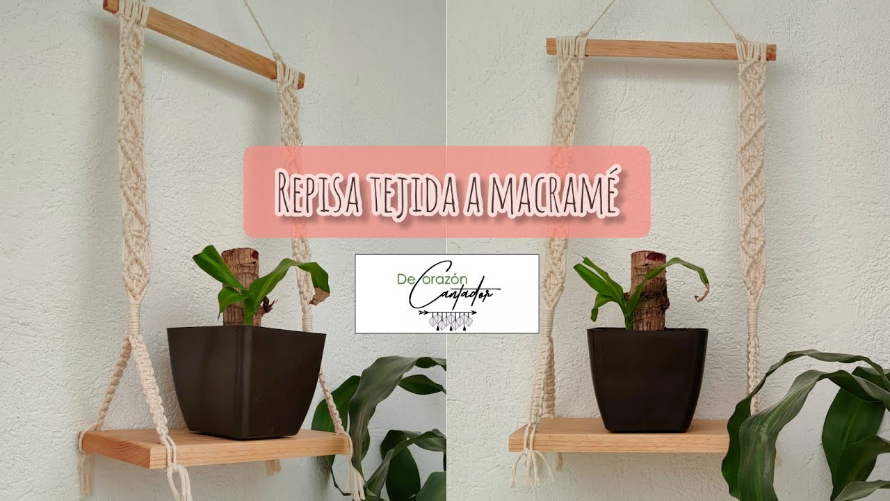 Repisa tejida a macramé colgante / nudos básicos