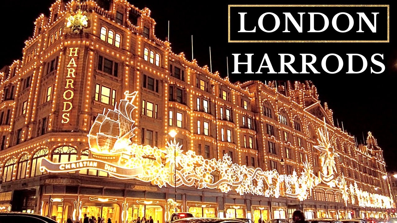 HARRODS CHRISTMAS LIGHTS WALK 4K INSIDE STORE TOUR 