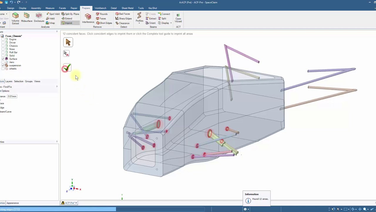 Geometry Preparation of FSAE Composite & Monocoque Chassis in ANSYS SpaceClaim - Part 1
